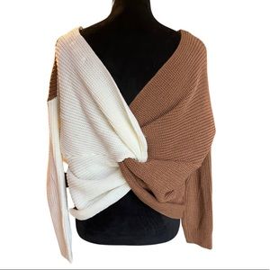 Hazel Moon Two Tone Twist Back Sweater, Size S